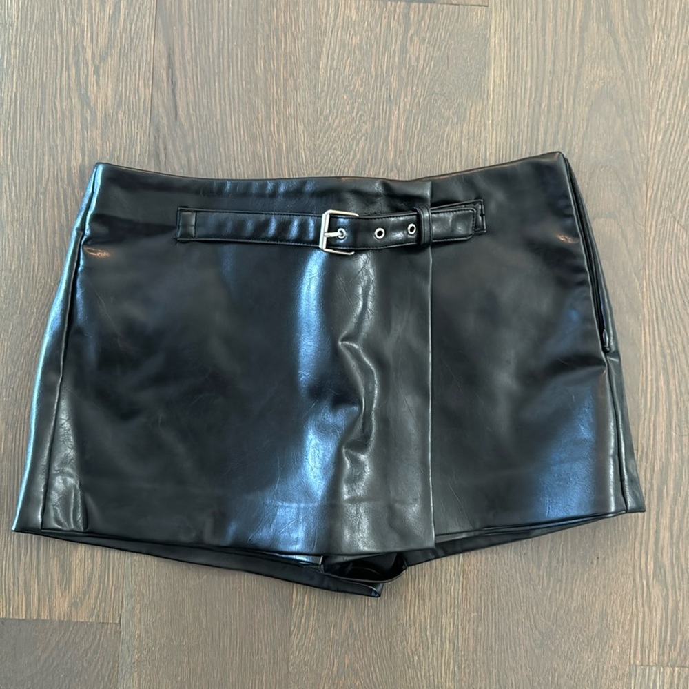 Zara leather mini skirt with shorts under